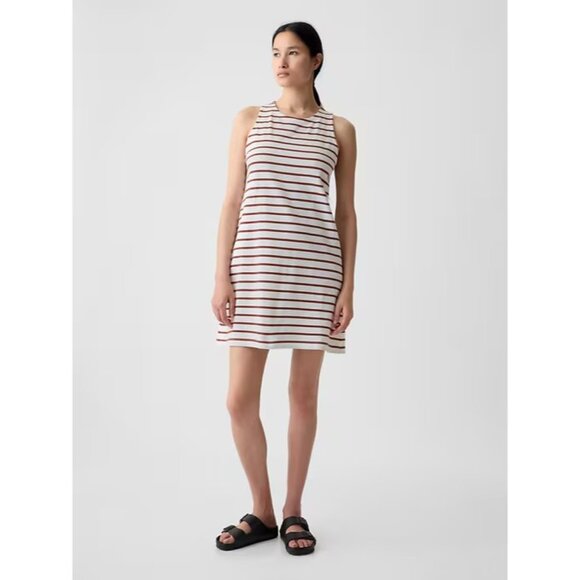 GAP Women Nautical Preppy Striped Soft Jersey Cotton Swing Mini Dress L Tall - Picture 12 of 12